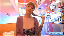 Sensual hot teen blondie Alana finger fuck her juicy pussy in a diner in public